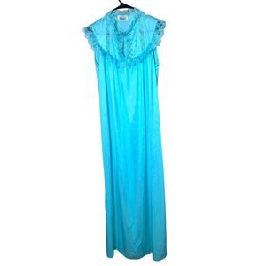 Vintage Rikki New York House Dress Muu‎ Muu Sleep Gown Blue Medium
